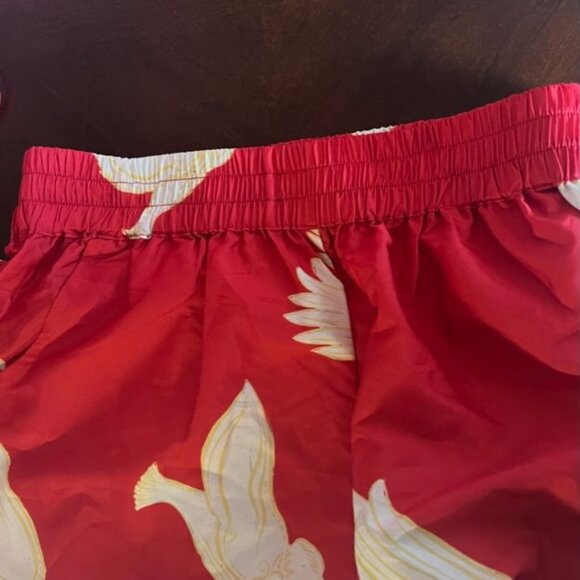 Modaposa Natasha Pants W/ White Bird Print Elastic Waist Pockets Women wide leg - Picture 3 of 5